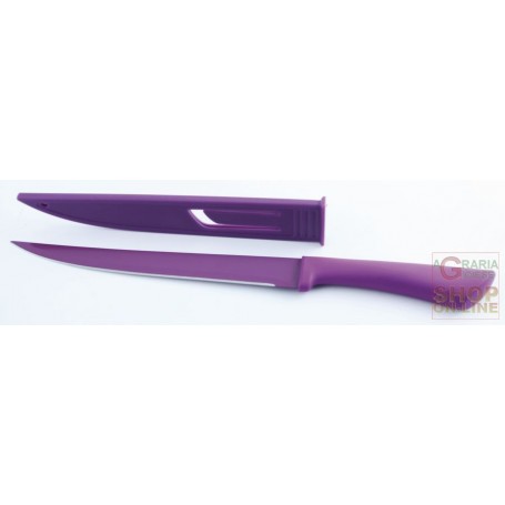 FACKELMANN COLTELLO CUCINA PER SALUMI CON GUAINA PROTETTIVA AUBERGINE NIROSTA COLOR ART. 27101