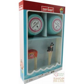 FACKELMANN SET DECORAZIONE CUP CAKE MUFFIN PIRATI. CONTENUTO SCATOLA: 24 PIROTTINI IN CARTA E 24