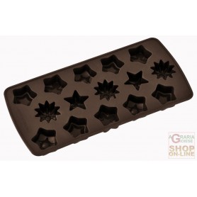 FACKELMANN STAMPI IN SILICONE PER PRALINE COLORE CIOCCOLATO RESISTENTE FINO A 230° 22X10X2 CM ART. 43559