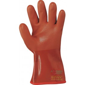 GUANTO IN PVC COLORE ARANCIO PER CELLE FRIGORIFERE INTERNO SENZA CUCITURE IMBOTTITURA ACRILICA TG L