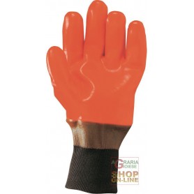 GUANTO IN PVC IMBOTTITO COLORE ARANCIO POLSO MAGLIA TG 9 5