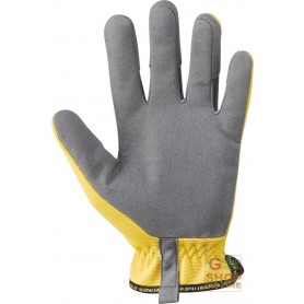 GUANTO IN TESSUTO SINTETICO COLORE GRIGIO DORSO POLIESTERE COLORE GIALLO ORLATI TG 8 9