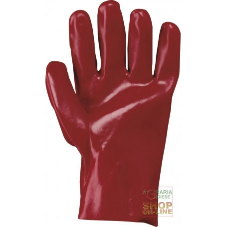 GUANTO PVC CM 27 COLORE ROSSO TG 10