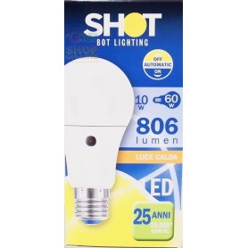 Lampada a Goccia E27 con sensore crepuscolare lumen 806 luce calda Watt. 10