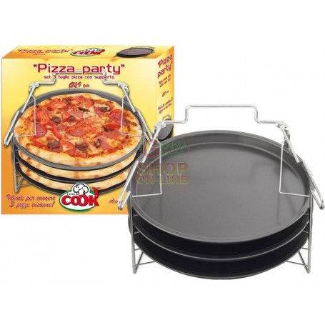 MAX SET 3 TEGLIE PIZZA DIA.29CM C/SOSTEGNO