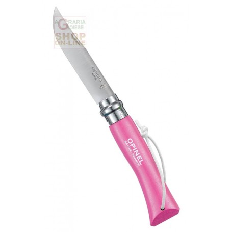 OPINEL INOX N. 7 MANICO BARODEUR COLORE ROSA-FUXIA CON LACCETTO