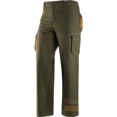 PANTALONE 98% COTONE SANFORIZZATO 2% LYCRA GR 250 ELASTICIZZATO BICOLORE VERDE KAKI TG S M L XL XXL